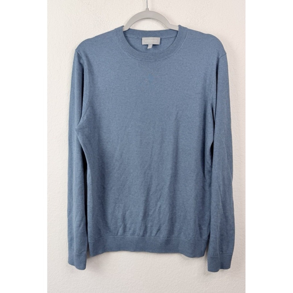 Neiman Marcus Silk Cashmere Wool Sweater Men's M Blue Crewneck Quiet Luxury